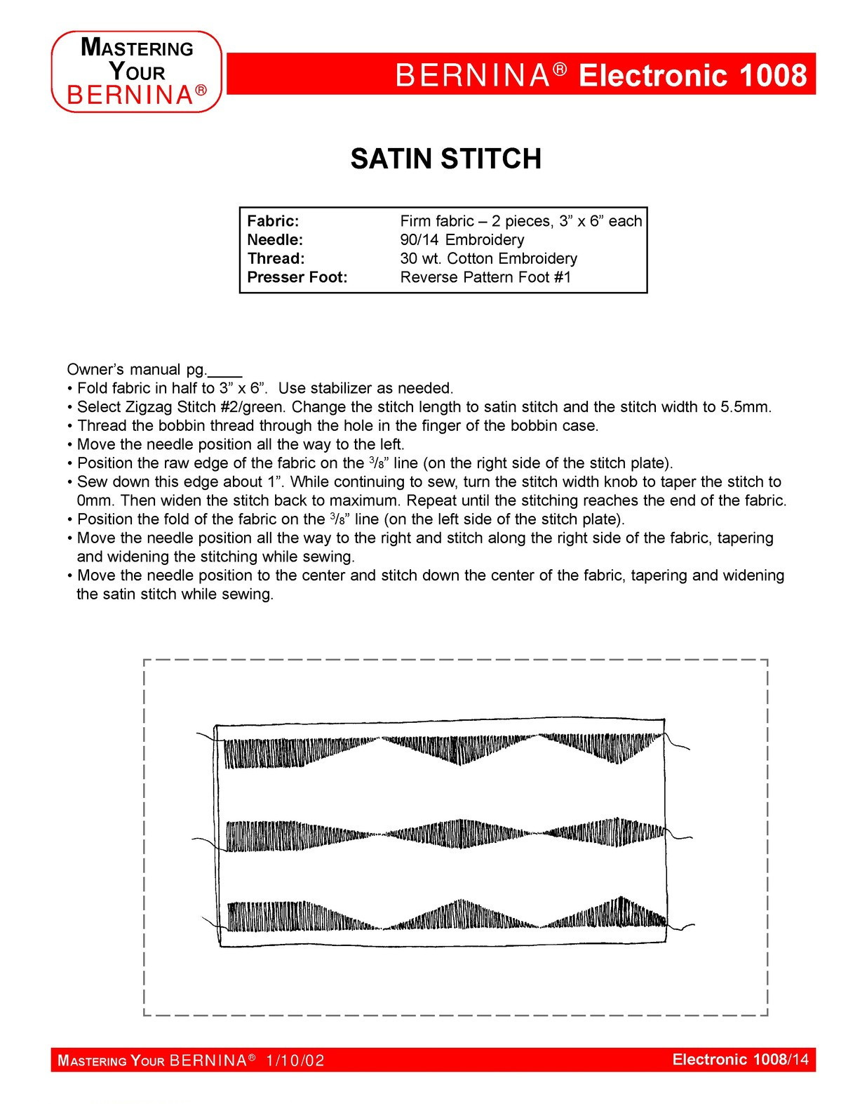 BERNINA 1008 Mastery Owners Workbook Manual – WIRE FIXED – TOUGH FRONT & BACK