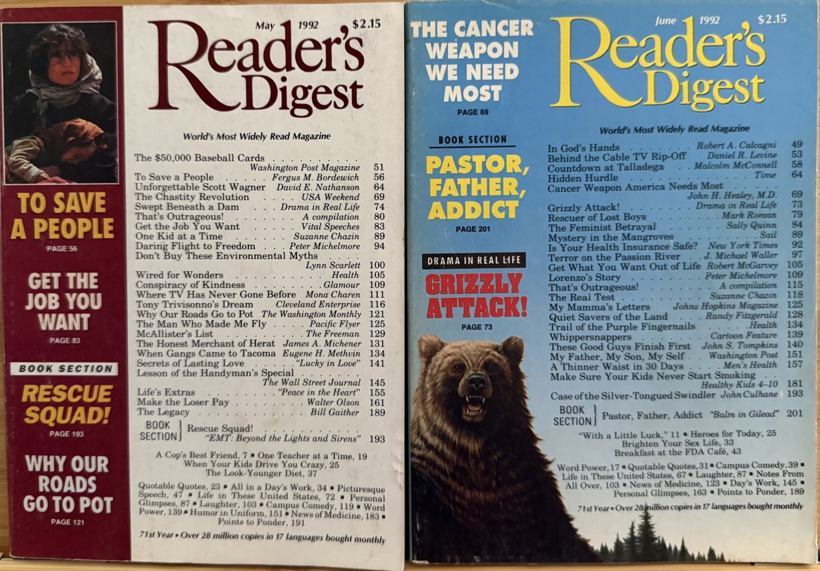 1992 May June (2) READER’S DIGEST MAGAZINE Vintage History Tales Timeless Humor